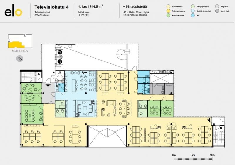 4.krs 745 m2 pohjaluonnos